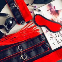 Erotic set of toys, black and red color - 8 pcs