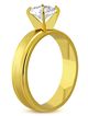 Zásnubný prsteň z ocele, číry kamienok, zlatá farba, saténový pás - Solitér