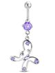 Piercing do brucha z chirurgickej ocele, fialový zirkónový motýľ