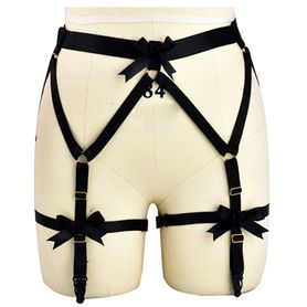 Black garter elastic waistband, black bows