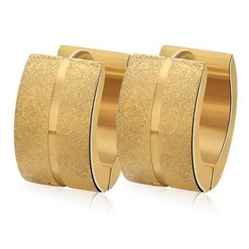 Náušnice z ocele, pieskované pásy a ryha, zlatá farba