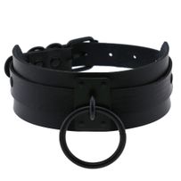 Černý erotický kožený choker, kovové elementy