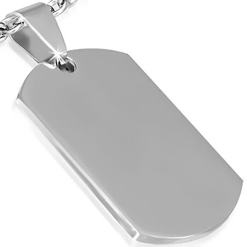 Vojenská známka striebornej farby, hladká chirurgická oceľ - 50x28 mm