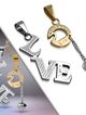 Prívesok pre dvoch z ocele, "LOVE", srdce a zirkóny, dve farby