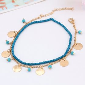 Retiazka a náramok na nohu, prívesky a tyrkysové koráliky - bižutéria