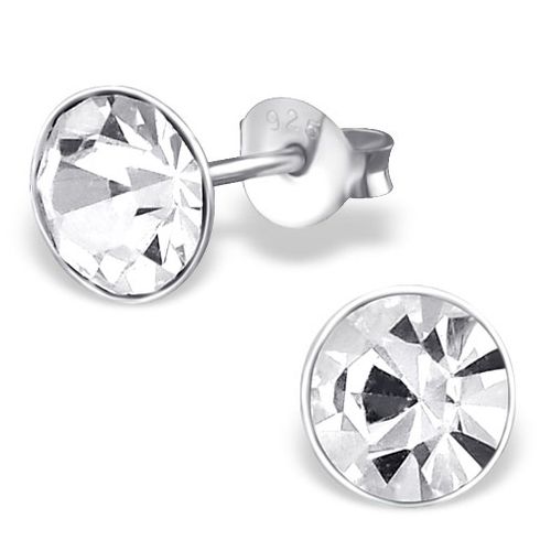Dámske strieborné náušnice 925, okrúhle číre zirkóny - 6 mm