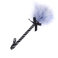 Gray-black feather tickle, knitted drawstring handle