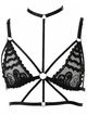 Black open bra, chest harness with lace - Leslye