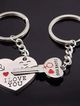 Kľúčenky pre dvoch, srdce a kľuč, nápis "I LOVE YOU", gravírovanie