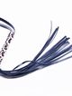 BDSM leather black whip, straps and handle with leopard pattern