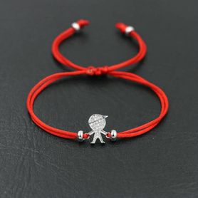 Červený náramok proti urieknutiu, syn, číre zirkóny - bižutéria