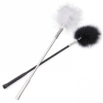 Black feather tickle, leather and zircon handle