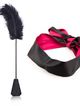 Erotic set, tickler and mask, red and black colour