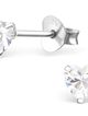 Dámske strieborné náušnice 925, číre zirkónové srdcia - 4 mm