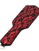 BDSM plácačka, čierna a červená farba, čipka, kvetinový vzor