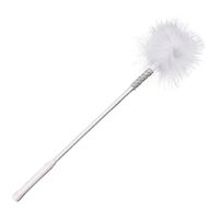 White tickler, leather and zircon handle