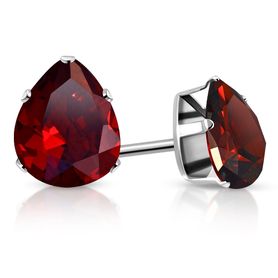 Väčšie dámske náušnice z ocele striebornej farby, červená slza