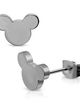 Malé náušnice z chirurgickej ocele, Mickey Mouse striebornej farby