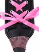 BDSM slapper, black leather, pink ribbon and zircons
