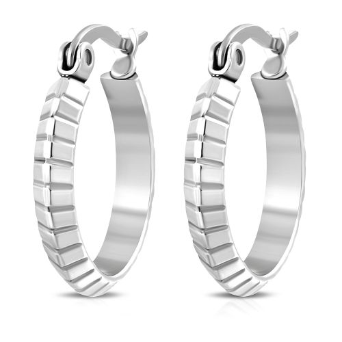 Okrúhle náušnice pre ženu, oceľ striebornej farby, zárezy - 19 mm