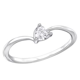 Strieborný zásnubný prsteň 925, drobné číre zirkónové srdce