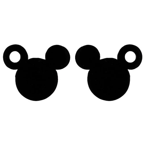 Puzetové náušnice z chirurgickej ocele, Mickey Mouse čiernej farby, dierka