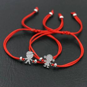 Červený náramok proti urieknutiu, syn, číre zirkóny - bižutéria