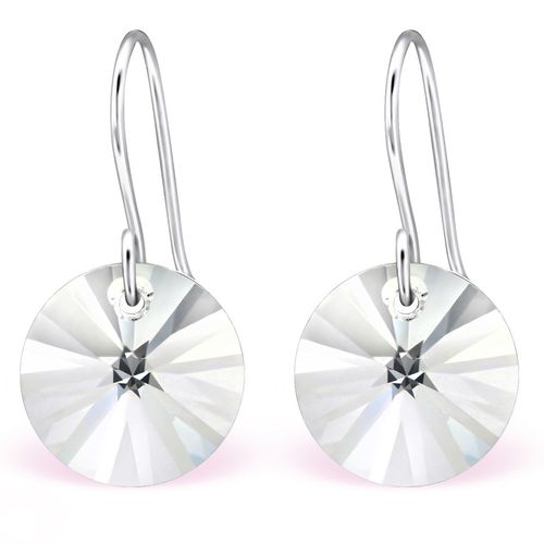 Dámske visiace strieborné náušnice 925, číry okrúhly Swarovski kryštáľ