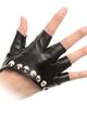 Čierne kožené rukavice bez prstov, cvoky