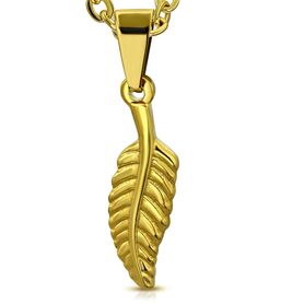 Malý prívesok na retiazku, list zlatej farby z ocele, gravírovanie