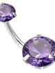 Piercing do pupka z chirurgickej ocele, fialový okrúhly zirkón