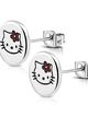 Puzetové náušnice striebornej farby, oceľ, potlač "Hello Kitty"