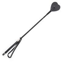 Black leather whip with red heart, leather handle