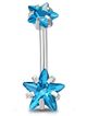 Piercing do pupka z chirurgickej ocele, blankytné zirkónové hviezdy