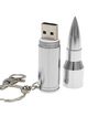 USB prívesok na kľúče, nábojnica striebornej farby, karabínka - 8GB