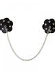 Nipple stickers, black leather flowers, studs and chain