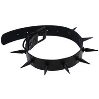 Černý erotický kožený choker, kovové ostny