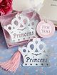Záložka do knihy, kovová korunka s ružovým strapcom, "PRINCESS"