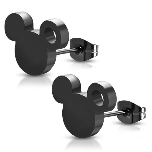 Náušnice z chirurgickej ocele, Mickey Mouse čiernej farby