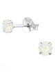 Náušnice zo striebra 925, okrúhle dúhovo-mliečné zirkóny - 4 mm