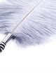 Gray feather tickle, knitted drawstring handle