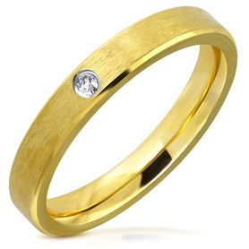 Obrúčka matnej zlatej farby, chirurgická oceľ so zirkónom