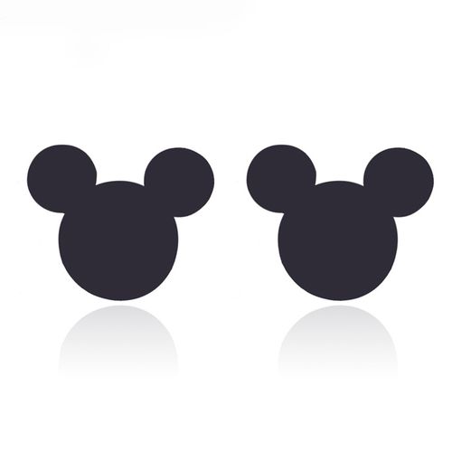 Puzetové náušnice z ocele, Mickey Mouse čiernej farby