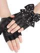 Black leather gloves without fingers, studs and bow