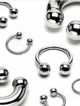 Piercing do bradavky alebo nosa z chirurgickej ocele, podkova
