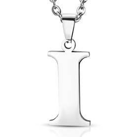 Písmenko "I" na retiazku, prívesok z ocele striebornej farby