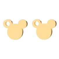 Puzetové náušnice z chirurgickej ocele, Mickey Mouse zlatej farby, dierka