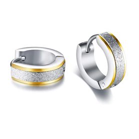 Dámske náušnice z ocele, pieskovaný pás, strieborná a zlatá farba