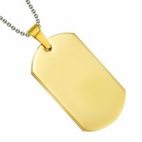 Prívesok vojenská známka zlatej farby z chirurgickej ocele - 50x28 mm