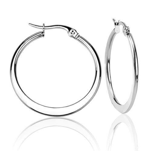 Ploské okrúhle náušnice pre ženu z ocele, strieborná farba - 40 mm